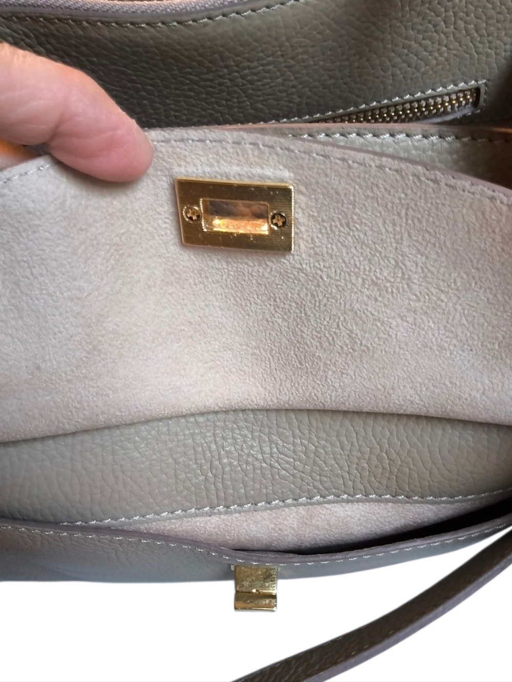 Iacucci Taupe Italian Leather Structure Satchel Tote with Strap and Dust Bag NWT - Picture 8 of 12
